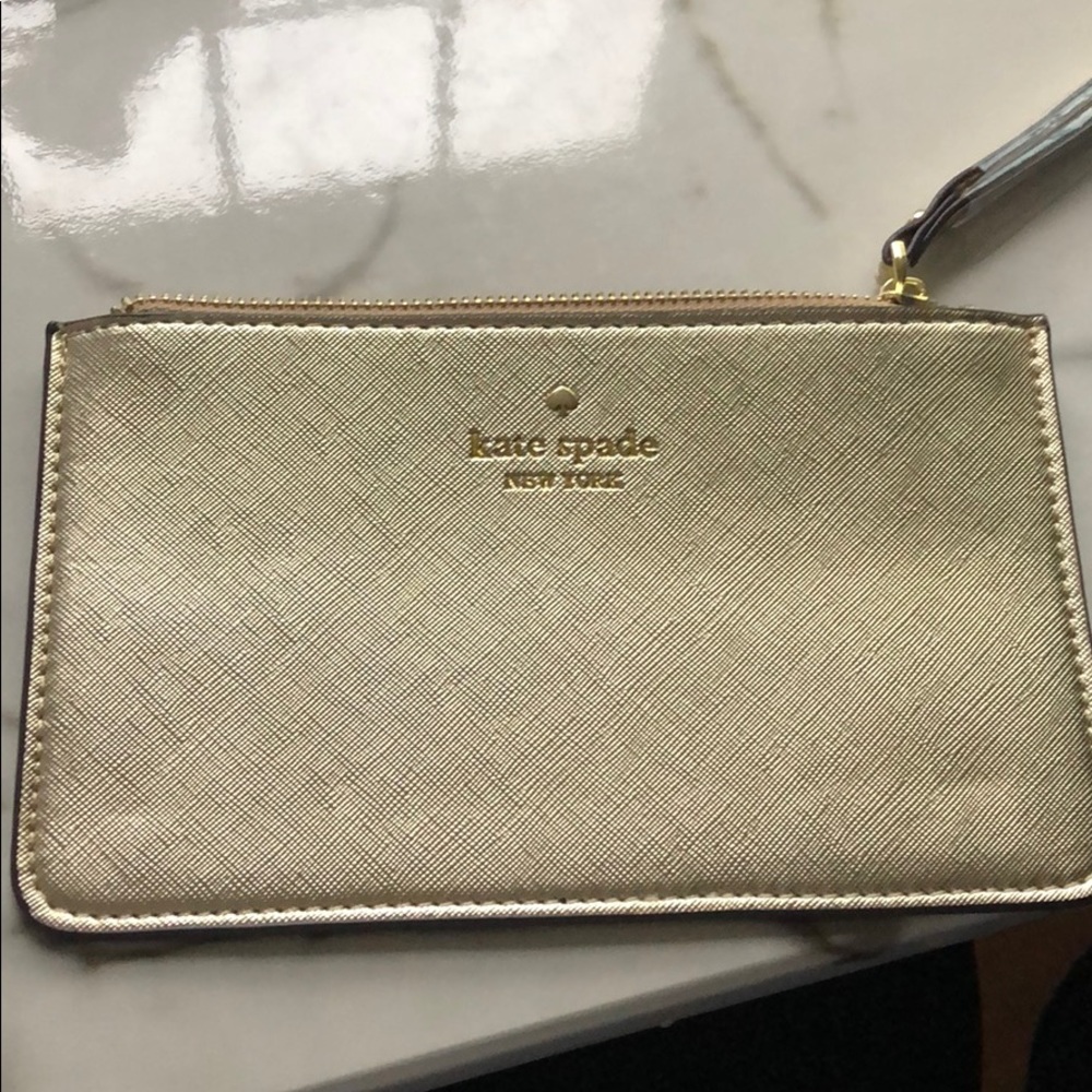 Kate Spade Gold clutch wristlet NWT